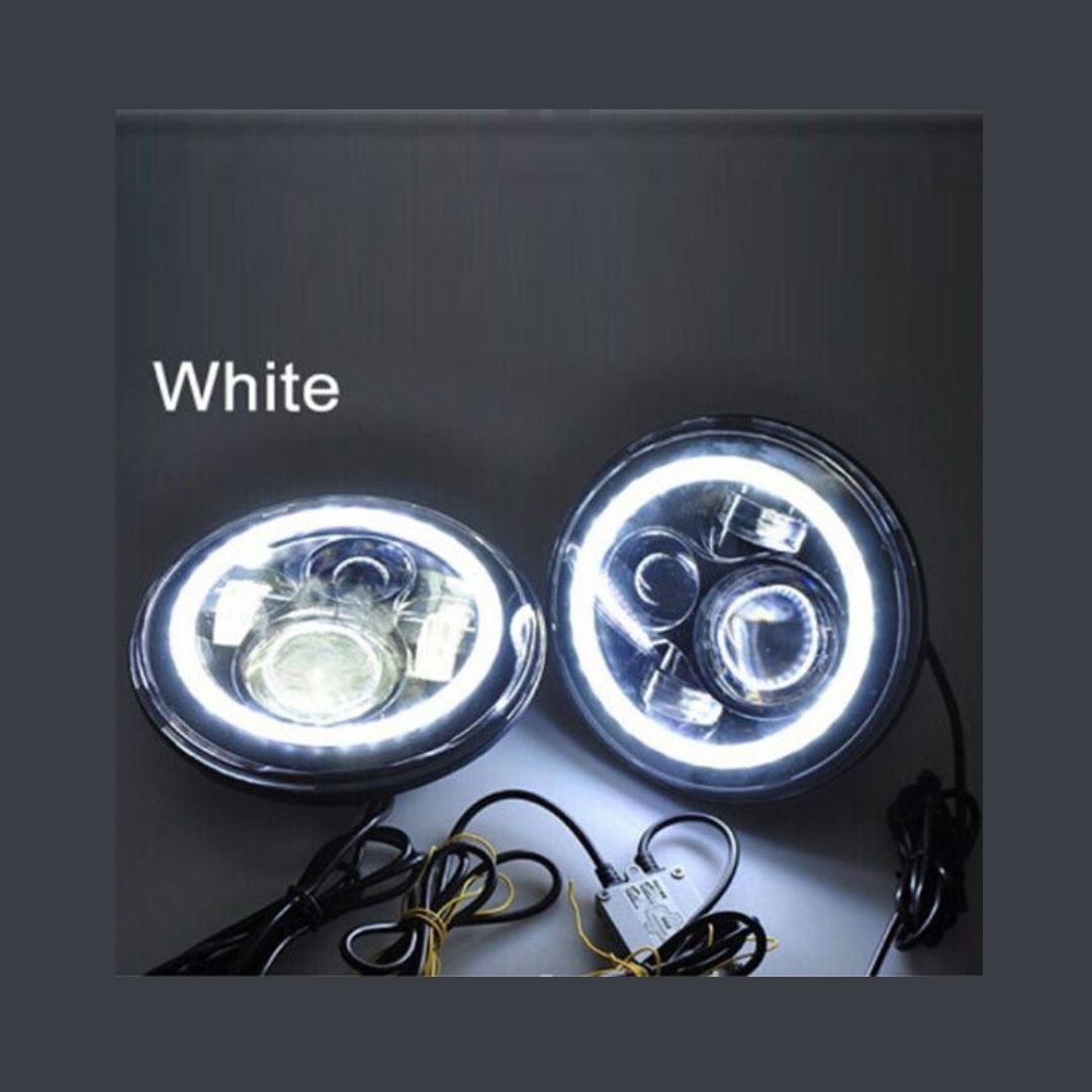 7″ DAYMAKER Black Angel Eye WHITE HALO Projector HID LED Light Bulb ...