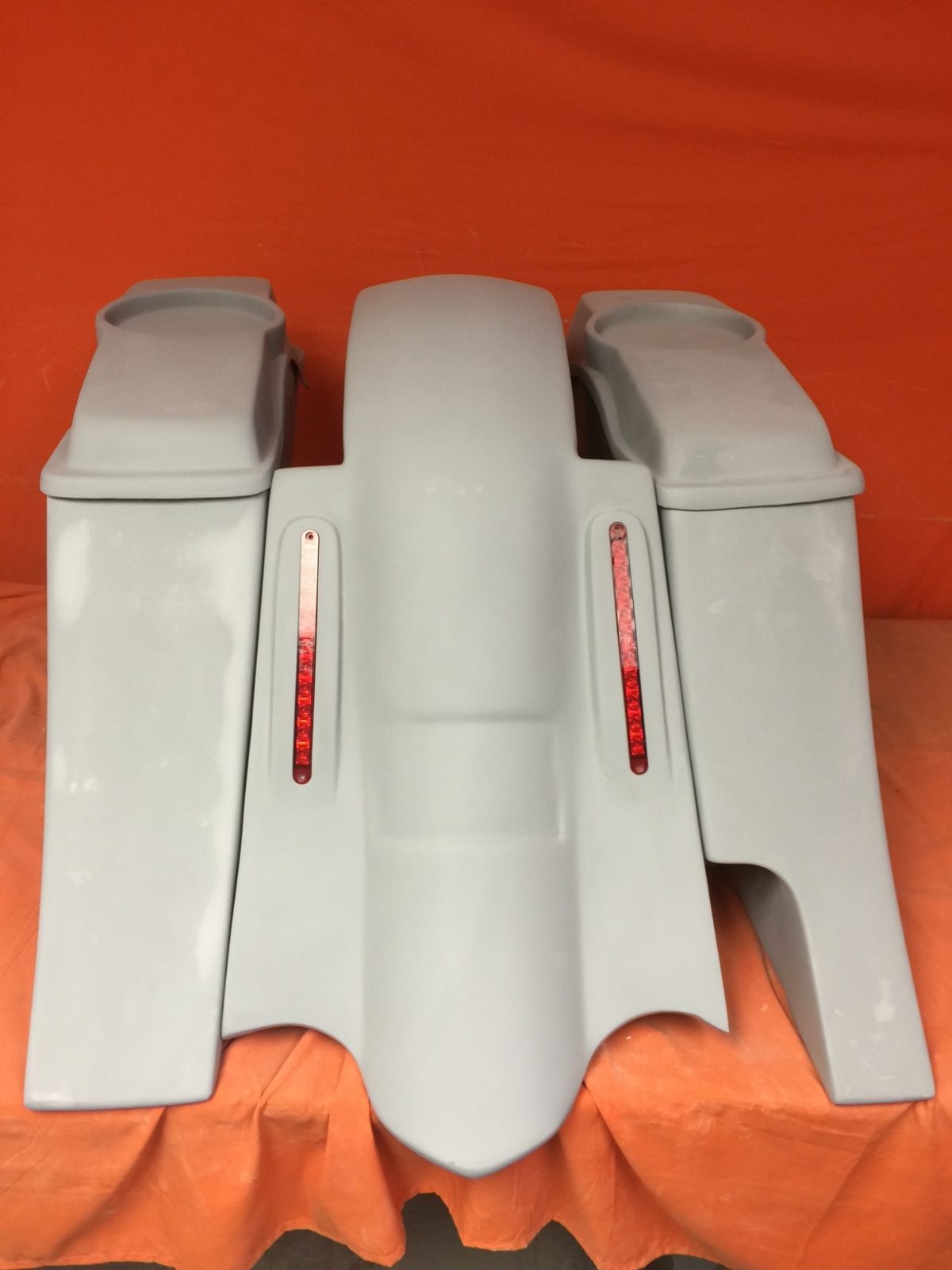 Honda Shadow Sabre 1100 6″ Extended Saddlebags Out & Down Bags LED Rear Fender Right Cut Out 6 x